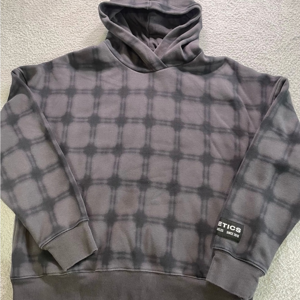 Fabletics Go To Hoodie Black Plaid Stainglass Women’s Small Athletic